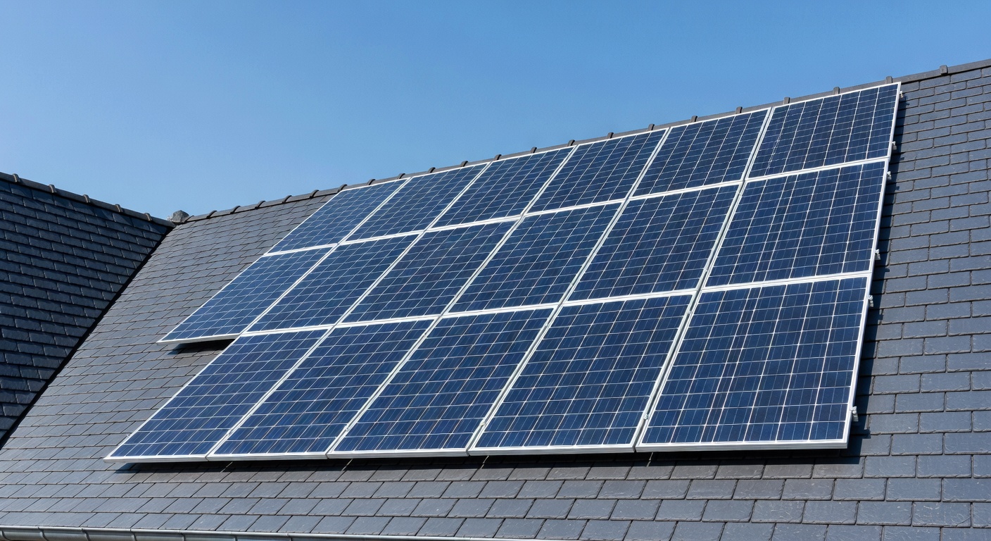 Installatioun vu Solarmodulen op engem Daach zu Lëtzebuerg